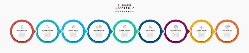 modello di business di progettazione infografica con icone e 9 opzioni o passaggi vettore