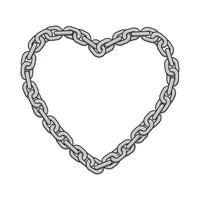 metallo catena disegno nel il modulo di un' cuore. vettore illustrazione isolato.