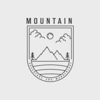montagna emblema linea arte logo semplice vettore illustrazione modello icona grafico distintivo design