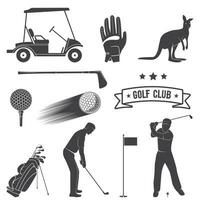 impostato di Vintage ▾ golf elementi e attrezzatura. vettore