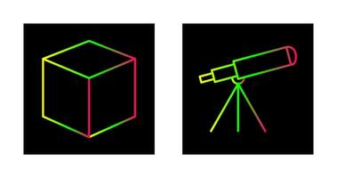 cubo design e telescopio icona vettore