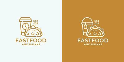 taco e bevanda veloce cibo logo design vettore