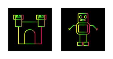 castello e robot icona vettore