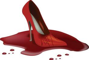 rosso stiletto tacchi scarpe macchiato e al di sopra di sangue- vettore