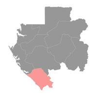 nyanga Provincia carta geografica, amministrativo divisione di Gabon. vettore illustrazione.