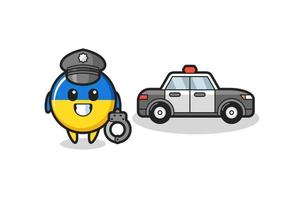 mascotte dei cartoni animati dell'ucraina distintivo della bandiera come polizia vettore