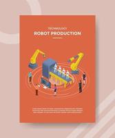 tecnologia robot produzione persone in piedi vettore