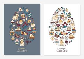 modelli di uova di Pasqua felici per cartoline, poster vettore