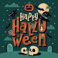 felice halloween lettering concept vettore