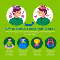 infografica su come ridurre lo stress e l'ansia vettore