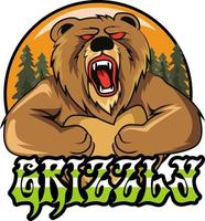 logo della mascotte della squadra di e-sport di gioco dell'orso arrabbiato vettore