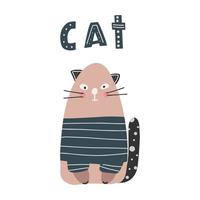 simpatica scritta per gatti in semplice stile cartone animato disegnato a mano. vettore