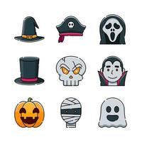 set di icone per feste in costume di halloween vettore