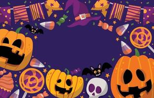 Dolcetto o scherzetto festa di halloween doodle sfondo vettore