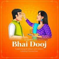 vettore grafico illustrazione. fratello e sorella festeggiare bhai dooj. creativo bandiera design modello