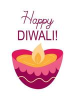 contento Diwali piatto vettore saluto carta