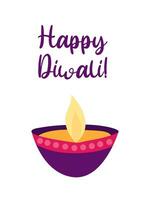 contento Diwali saluto carta. Festival di leggero Diwali olio lampada vettore carta