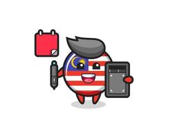 illustrazione della mascotte del distintivo della bandiera della Malesia come graphic designer vettore