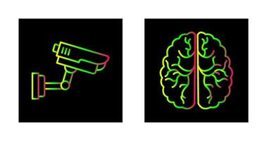 sicurezza telecamera e cervello icona vettore
