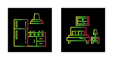 cucina e Camera da letto icona vettore