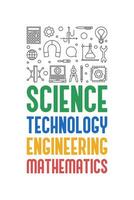 stelo - scienza, tecnologia, ingegneria e matematica vettore concetto schema verticale moderno bandiera