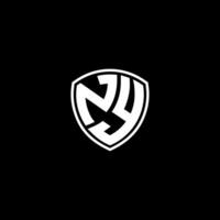 NY iniziale lettera nel moderno concetto monogramma scudo logo vettore