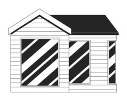 moderno azienda agricola edificio nero e bianca 2d linea cartone animato oggetto. professionale laboratorio isolato vettore schema elemento. agricolo servizio, struttura con grande bicchiere finestre monocromatico piatto individuare illustrazione