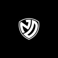 nd iniziale lettera nel moderno concetto monogramma scudo logo vettore
