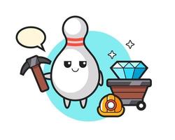 illustrazione del personaggio del birillo da bowling come minatore vettore