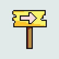 pixel arte cartello con freccia puntamento per il giusto vettore