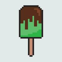 un' pixel arte ghiaccio crema bar con cioccolato e verde vettore