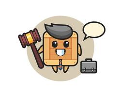 illustrazione della mascotte della scatola di legno come avvocato vettore