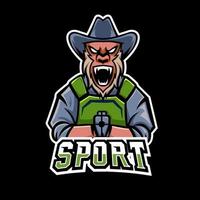 shooter sport e-sport gioco mascotte logo modello, per la tua squadra vettore