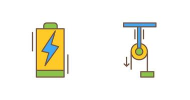 batteria e puleggia icona vettore