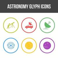 set di icone vettoriali glifo astronomico unico