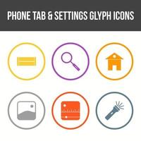 scheda telefono e set di icone vettoriali impostazioni settings