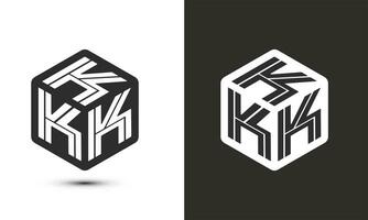 K lettera logo design con illustratore cubo logo, vettore logo moderno alfabeto font sovrapposizione stile. premio attività commerciale logo icona. bianca colore su nero sfondo