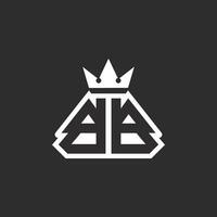 B B logo monogramma simbolo con corona forma design vettore