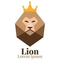 testa Leone indossare corona logo, icona su bianca sfondo. vettore design illustrazione.