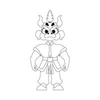 mistico shaolin guerriero nel il modulo di un' Cinese Drago cartone animato carattere. colorazione stile vettore