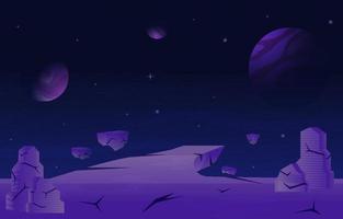 illustrazione di esplorazione dello spazio della stella del pianeta di pietra di roccia galleggiante volante vettore