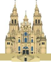 santiago de compostela Cattedrale, Spagna. isolato su bianca sfondo vettore illustrazione.