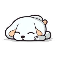 carino cane addormentato su bianca sfondo. vettore illustrazione nel cartone animato stile.