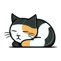 carino cartone animato gatto addormentato su bianca sfondo. vettore illustrazione nel piatto stile.