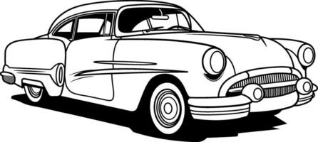 un' nero e bianca disegno di un' Vintage ▾ classico auto vettore