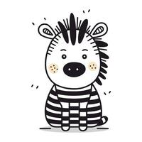 carino poco zebra. vettore illustrazione nel scarabocchio stile.