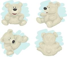 bianca orsacchiotto orso nel diverso pose isolato su sfondo, impostare. vettore illustrazione