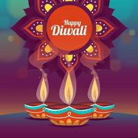 sfondo del festival delle luci di diwali vettore