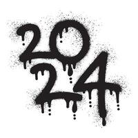 numero 2024 per contento nuovo anno con nero spray dipingere vettore