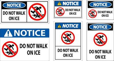 Avviso cartello fare non camminare su ghiaccio vettore